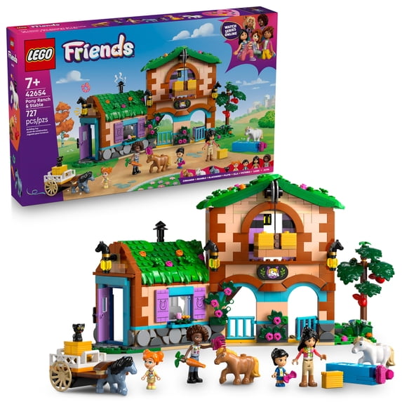LEGO Friends Pony Ranch & Stable Pretend Play Building Toy - Playset with 3 Horse Toys for Creative Storytelling - Birthday Gift Idea for Girls & Boys, Ages 7+ Who Love Horse Stuff - 42654