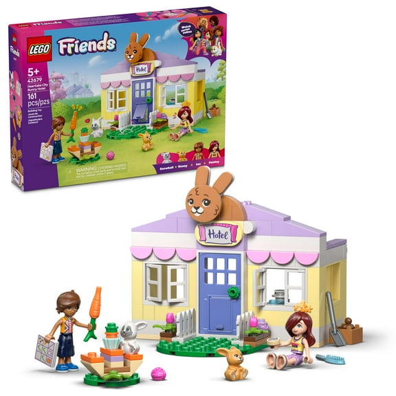 LEGO Friends Heartlake City Bunny Hotel Building Toy for Girls & Boys - Pretend Play Set for Kids, Ages 5+ - W/Paisley & Leo Minidolls, 2 Toy Bunnies, & Accessories - Gift Idea for Birthdays - 42679