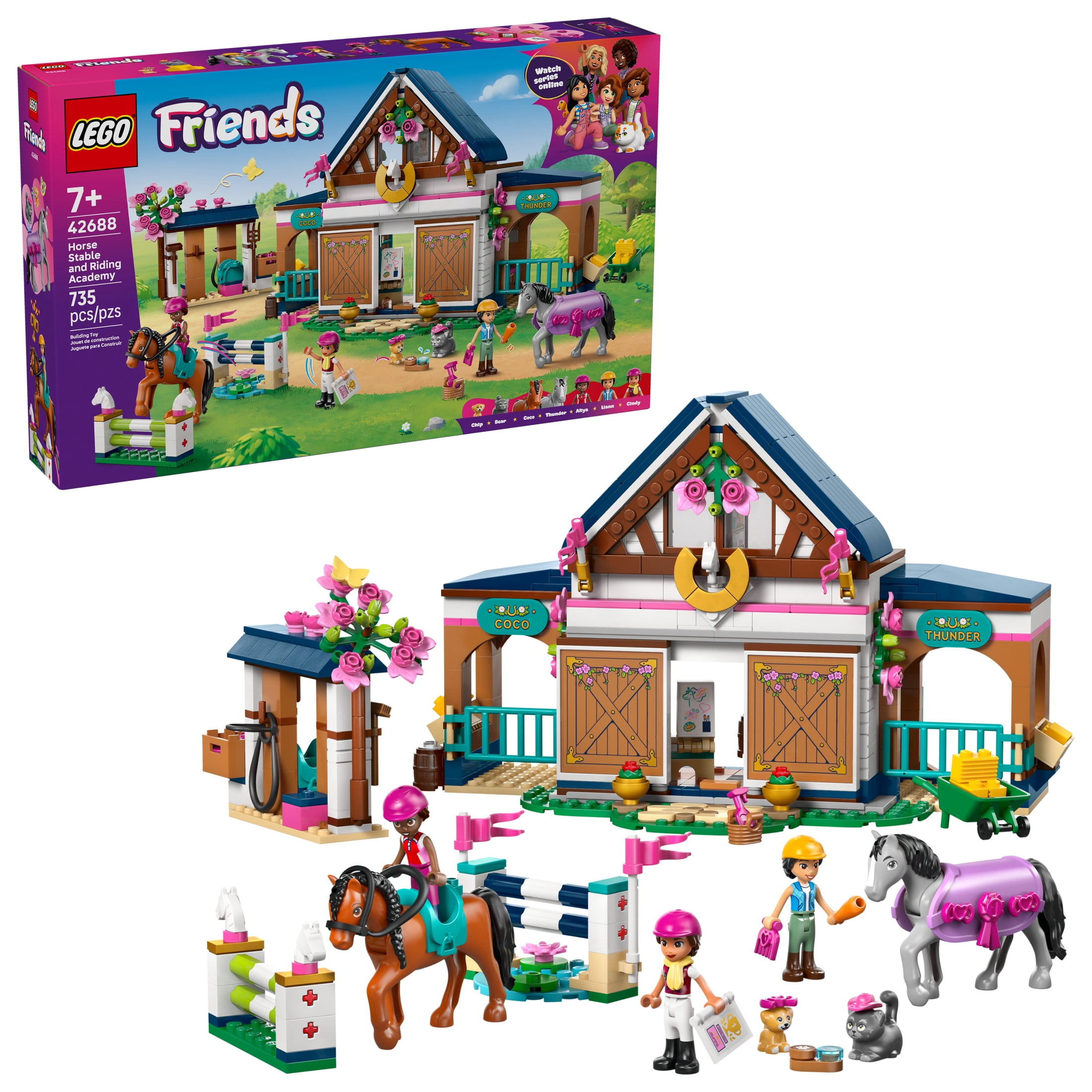 LEGO Friends Horse Stable and Riding Academy Building Toy for Girls & Boys - Pretend Play Set for Kids, Ages 7+ - W/3 Minidolls, Toy Animal Figures, & Accessories - Gift Idea for Birthdays - 42688