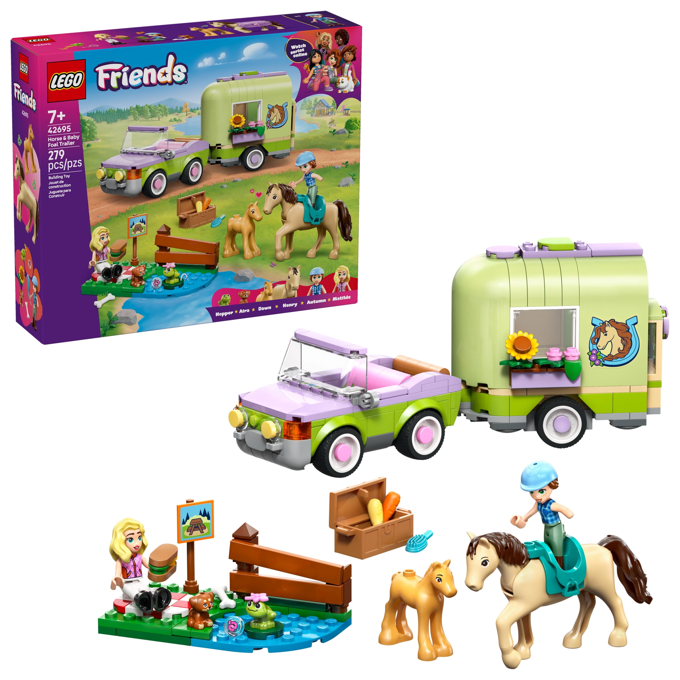 LEGO Friends Horse & Baby Foal Trailer Building Toy for Girls & Boys - Pretend Play Set for Kids, Ages 7+ - W/Autumn & Matilde Minidolls, Toy Animals, & Accessories - Gift Idea for Birthdays - 42695