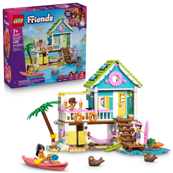 LEGO Friends Beach House with Seals Building Toy for Girls & Boys - Pretend Play Set for Kids, Ages 7+ - W/3 Minidolls, 2 Toy Animals, & Accessories - Gift Idea for Birthdays - 42699