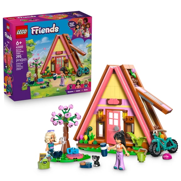 LEGO Friends Nature Glamping Cabin - Building Toy for Girls & Boys, Ages 6+ - Toy Figures & Playset for Kids - Includes 2 Minidolls & a Kitten - Gift for Birthdays - 42682