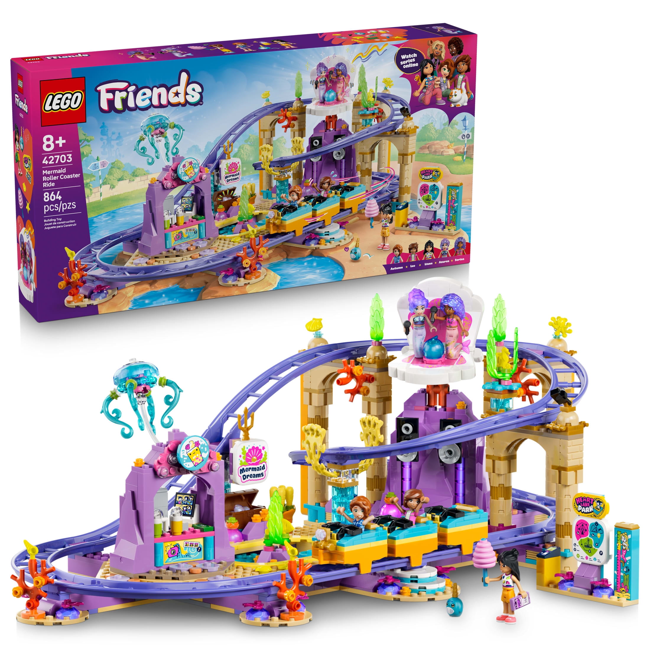LEGO Friends Mermaid Roller Coaster Ride - Building Toy for Girls & Boys, Ages 8+ - Toy Figures & Playset for Kids - Includes 5 Minidolls - Gift for Birthdays - 42703