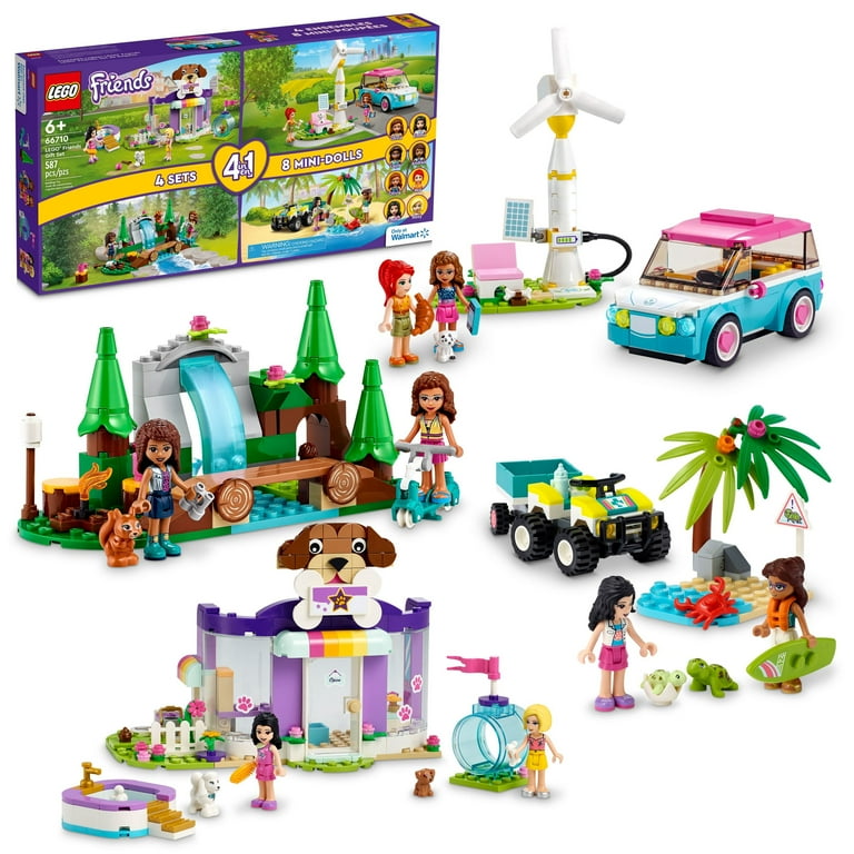  LEGO Friends Friends 66710 4-in-1 Building Toy Gift Set: Doggy  Day Care, Turtle Protection Vehicle, Forest Waterfall and Olivia's Electric  Car (66710) : Toys & Games