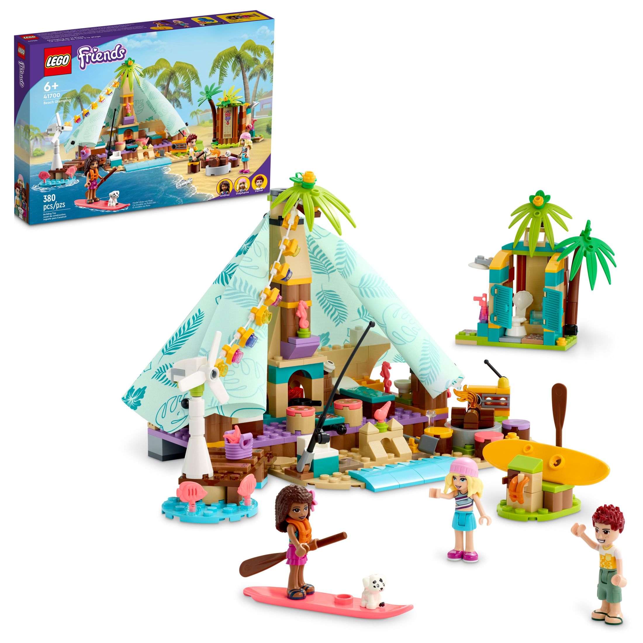 LEGO Friends Beach Glamping 41700 Building Kit; Creative Gift for Kids Aged 6 and up Who Love Nature Toys and Popular Glamping Trips (380 Pieces) - image 1 of 8