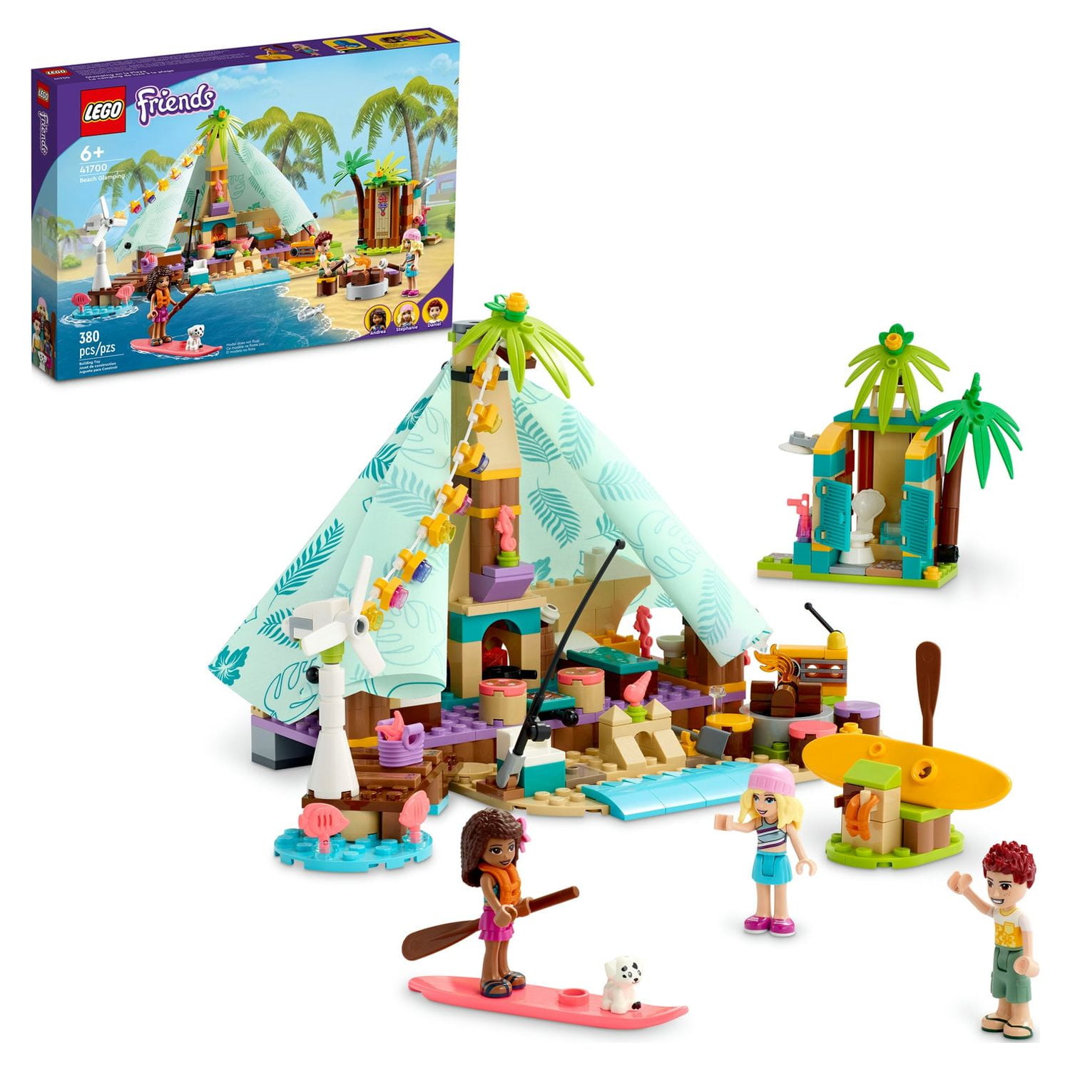 LEGO Friends Beach Glamping 41700 Building Kit; Creative Gift for Kids Aged  6 and up Who Love Nature Toys and Popular Glamping Trips (380 Pieces) 