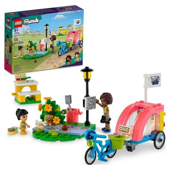 LEGO Friends Dog Rescue Bike Building Set 41738, Pretend Play Animal Playset for Pet-Loving Kids, Girls and Boys Ages 6+ Years Old with Puppy Pet Figure and 2 Mini-Dolls, 2023 Series Characters