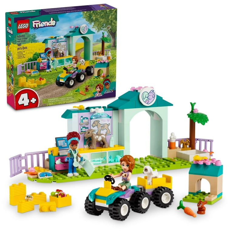 LEGO Friends Farm Animal Vet Clinic Toy, Pretend Play Building Kit