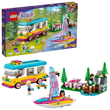 LEGO Friends Forest Camper Van and Sailboat 41681 Building Toy; Forest Toy (487 Pieces)