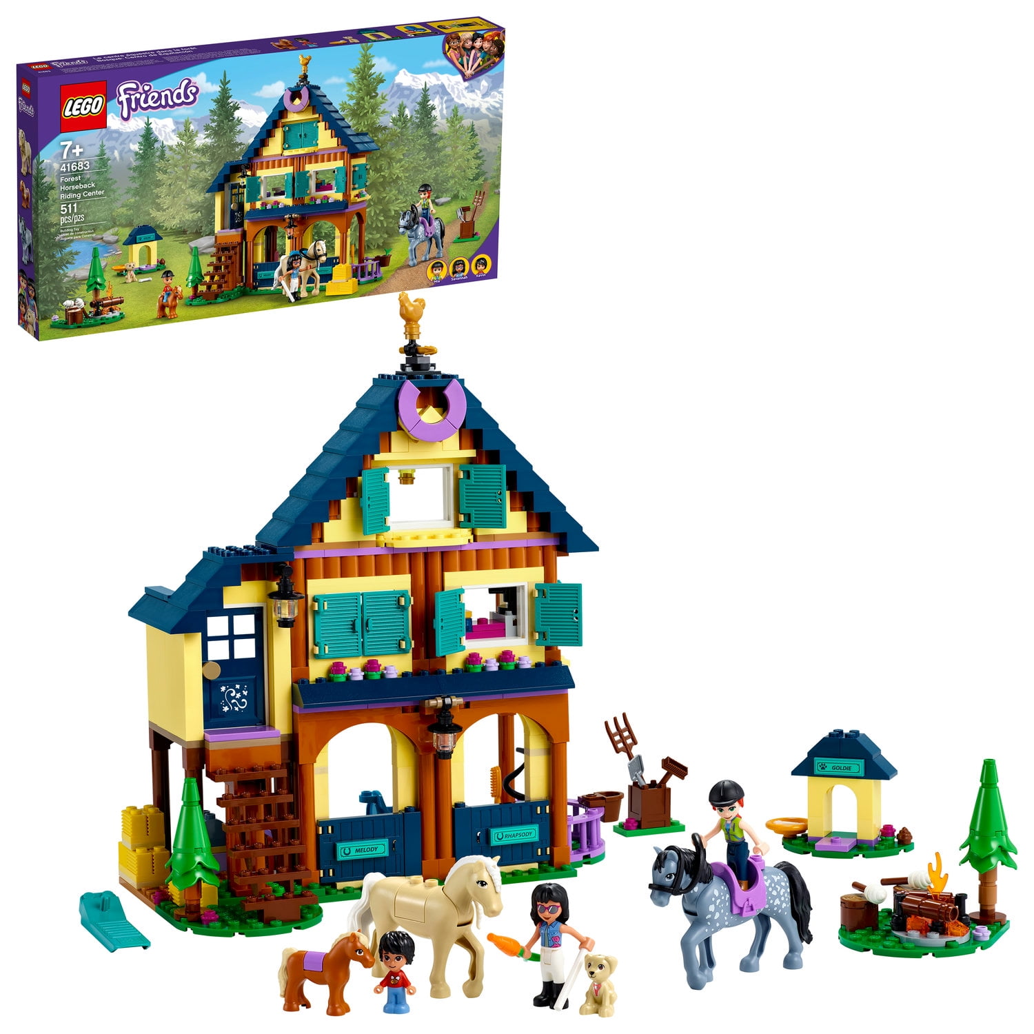 for meget Politik sikkerhedsstillelse LEGO Friends Forest Horseback Riding Center 41683 Building Toy; Makes a  Great Gift (511 Pieces) - Walmart.com