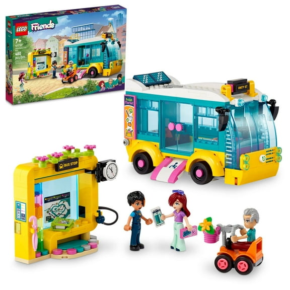 LEGO Friends Heartlake City Bus 41759 Creative Building Toy for Ages 7+, Includes a Buildable Bus, Mobility Scooter and 3 Mini Dolls, A Fun Birthday Gift for Kids Who Love Role Play