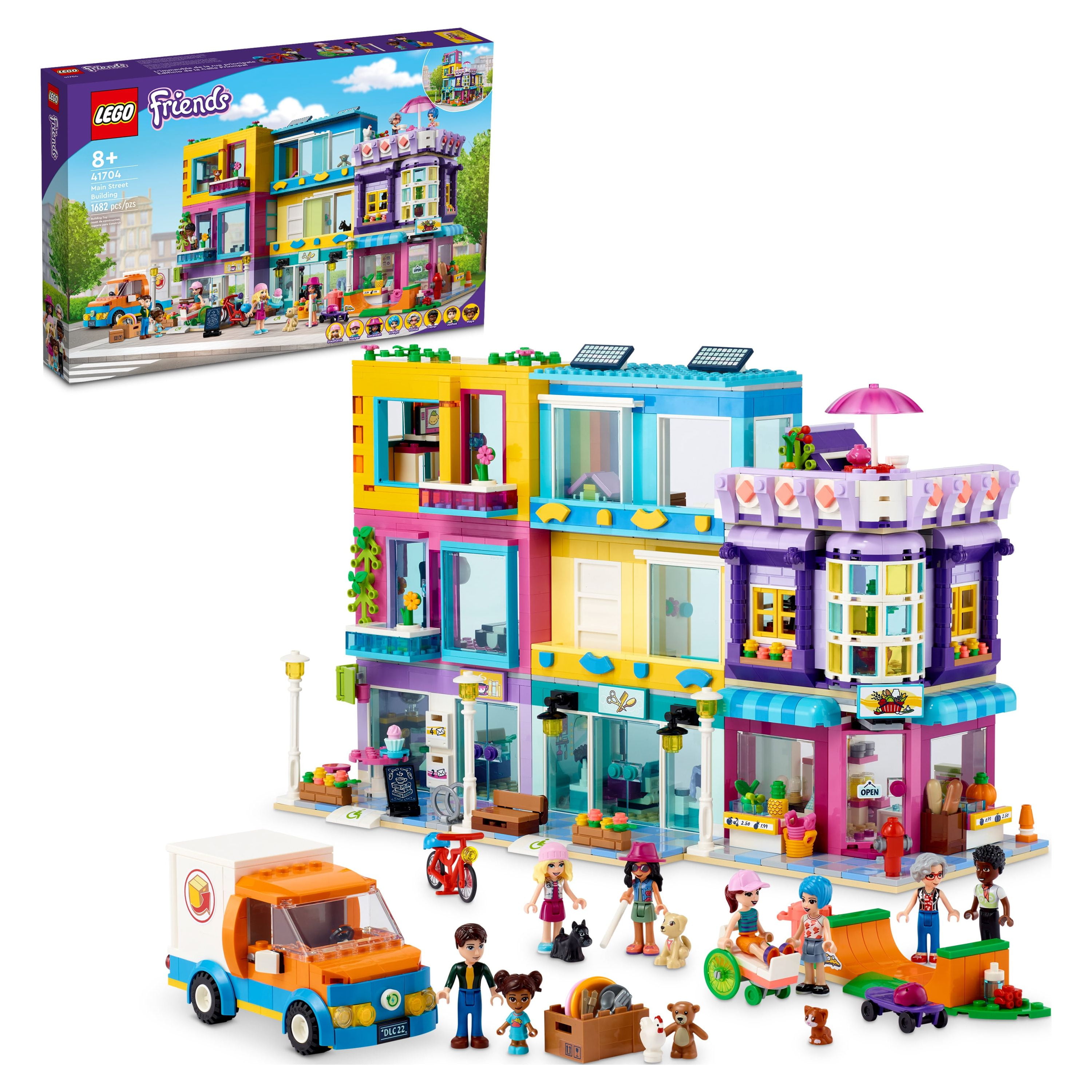 LEGO Friends Main Street Building, Heartlake City Caf & Hair Salon 41704, Mini Dolls House with Toy Shops, Modular Building Set, Pretend Play Hair Salon Gift for 8 Plus Year Old Kids, Girls and Boys
