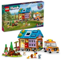 LEGO Friends Mobile Tiny House 41735, Forest Camping Dollhouse Pretend Play Set with Toy Car, Includes Leo & Liann Friendship Mini-Dolls, Gift Idea for Kids 7+