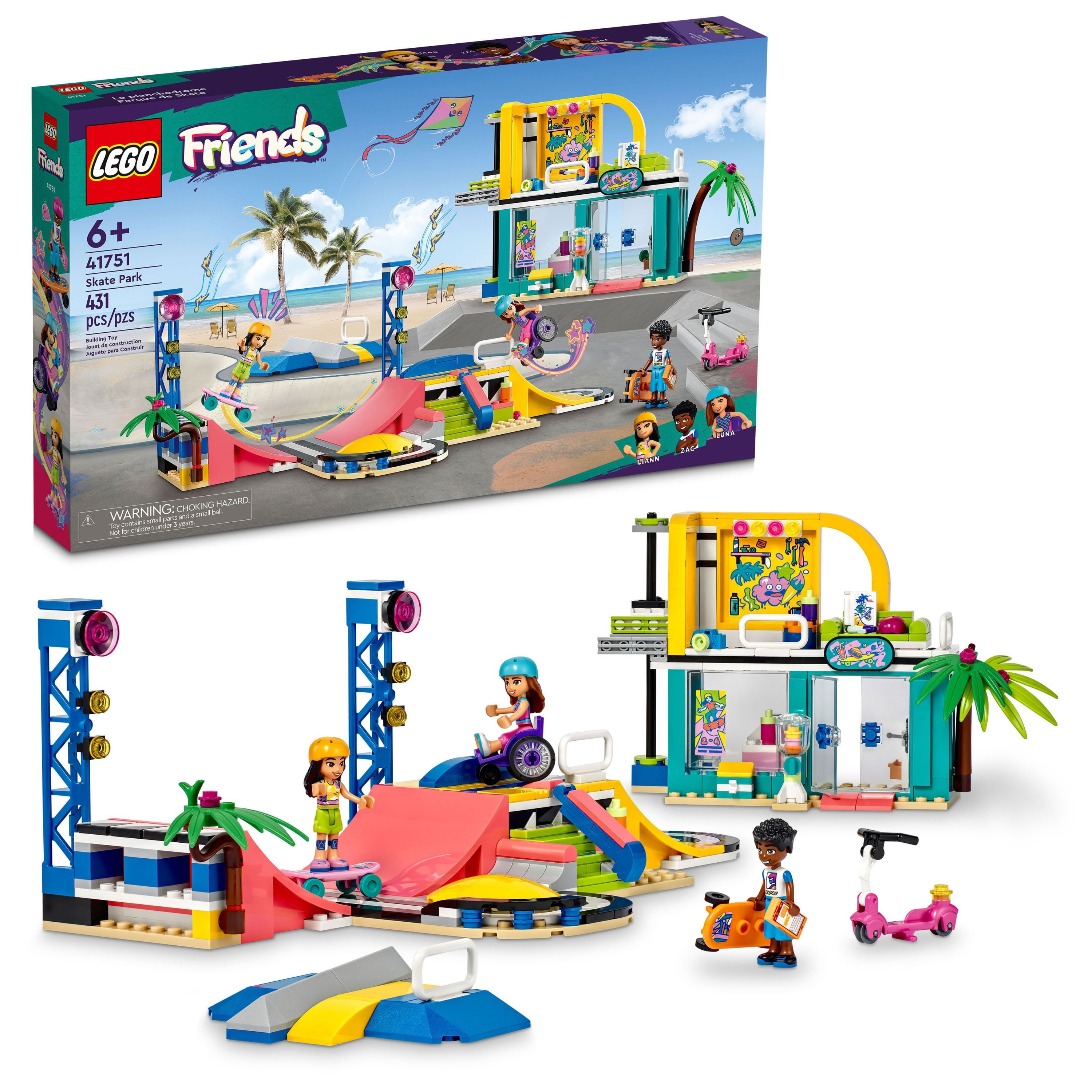 aldrig korn Forladt LEGO Friends Skate Park Set 41751, Skateboard Toy and Mini-Doll Playset for  Creative Play, Perfect Gift Idea for Boys and Girls Age 6 Plus, Includes a  Toy Scooter and Wheelchair - Walmart.com