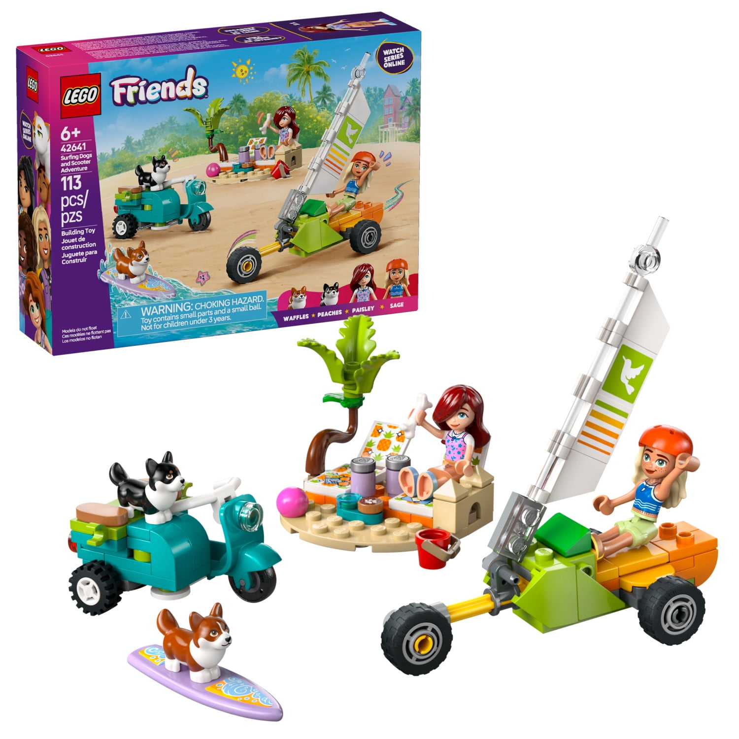 LEGO Friends Surfing Dogs and Scooter Adventure - Building
