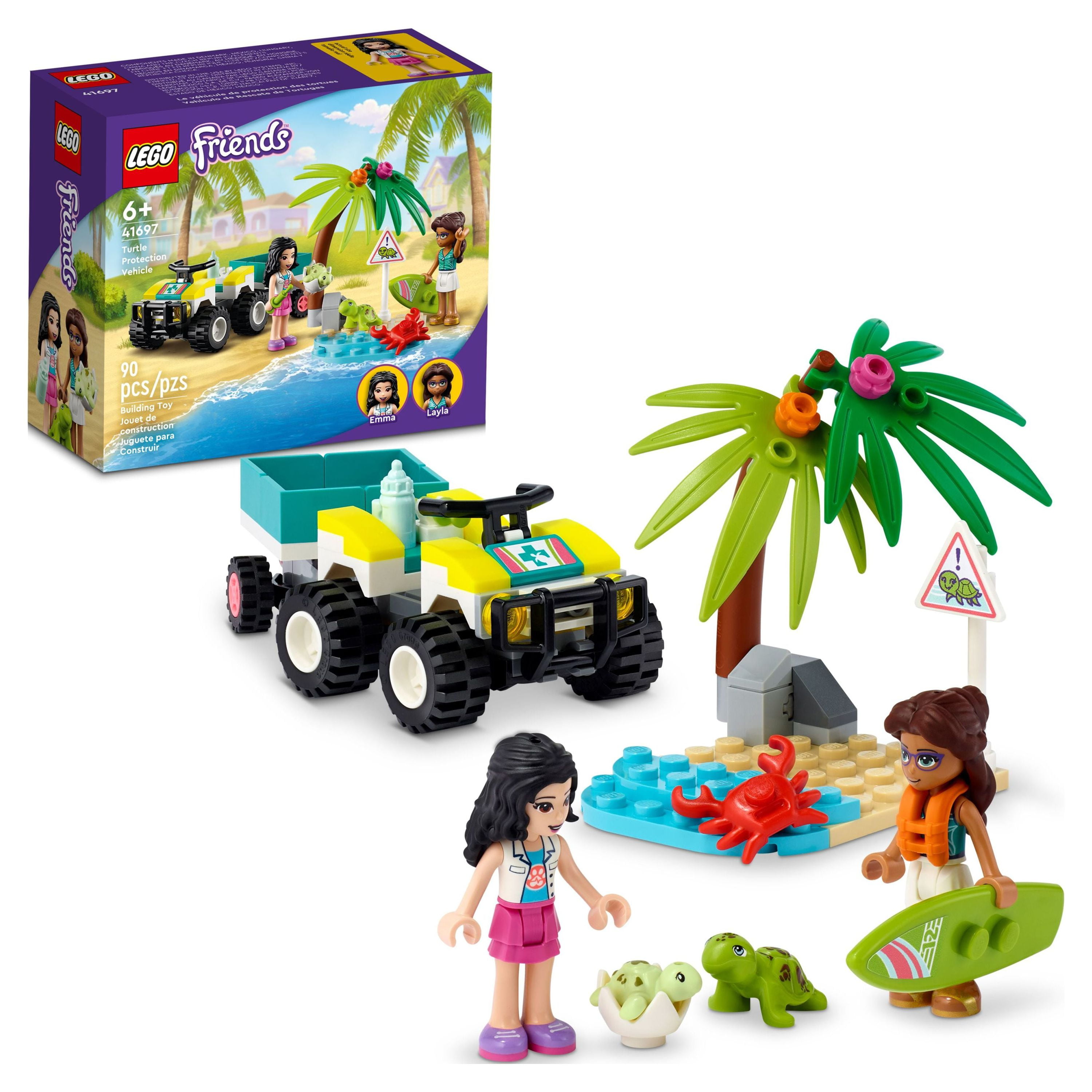 LEGO Friends Turtle Protection Vehicle , Animal Rescue Building Set  With ATV, Island, and 2 Mini Figures, Pretend Play Toy for Animal Loving