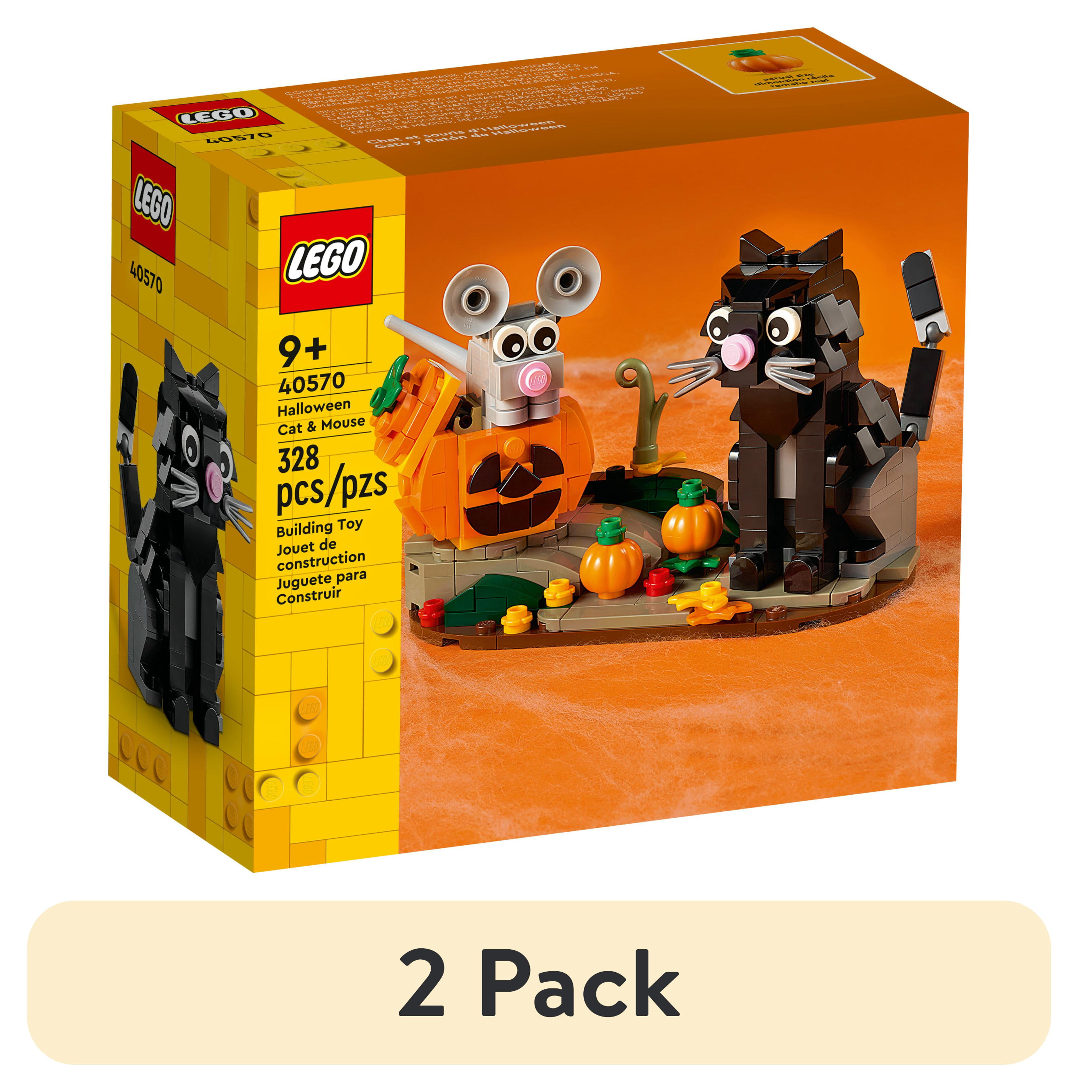 2 pack) LEGO Halloween Cat & Mouse 40570 Building Kit, Whimsical Halloween  Décor with Adorable Cat, Mouse, and Pumpkin Toys, Halloween Toy 