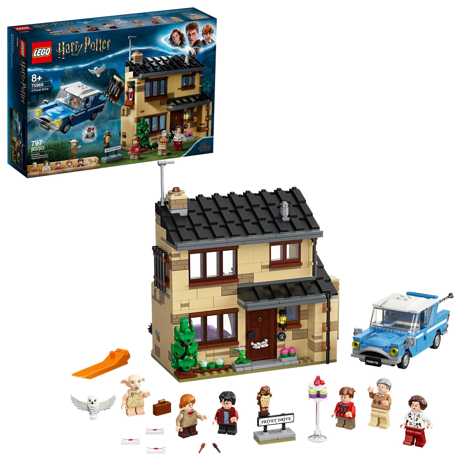 LEGO Harry Potter 75968 4 Privet Drive House and Ford Anglia Flying Car Toy, Interlocking Block Building Set, Wizarding World Gift for Kids, Plastic