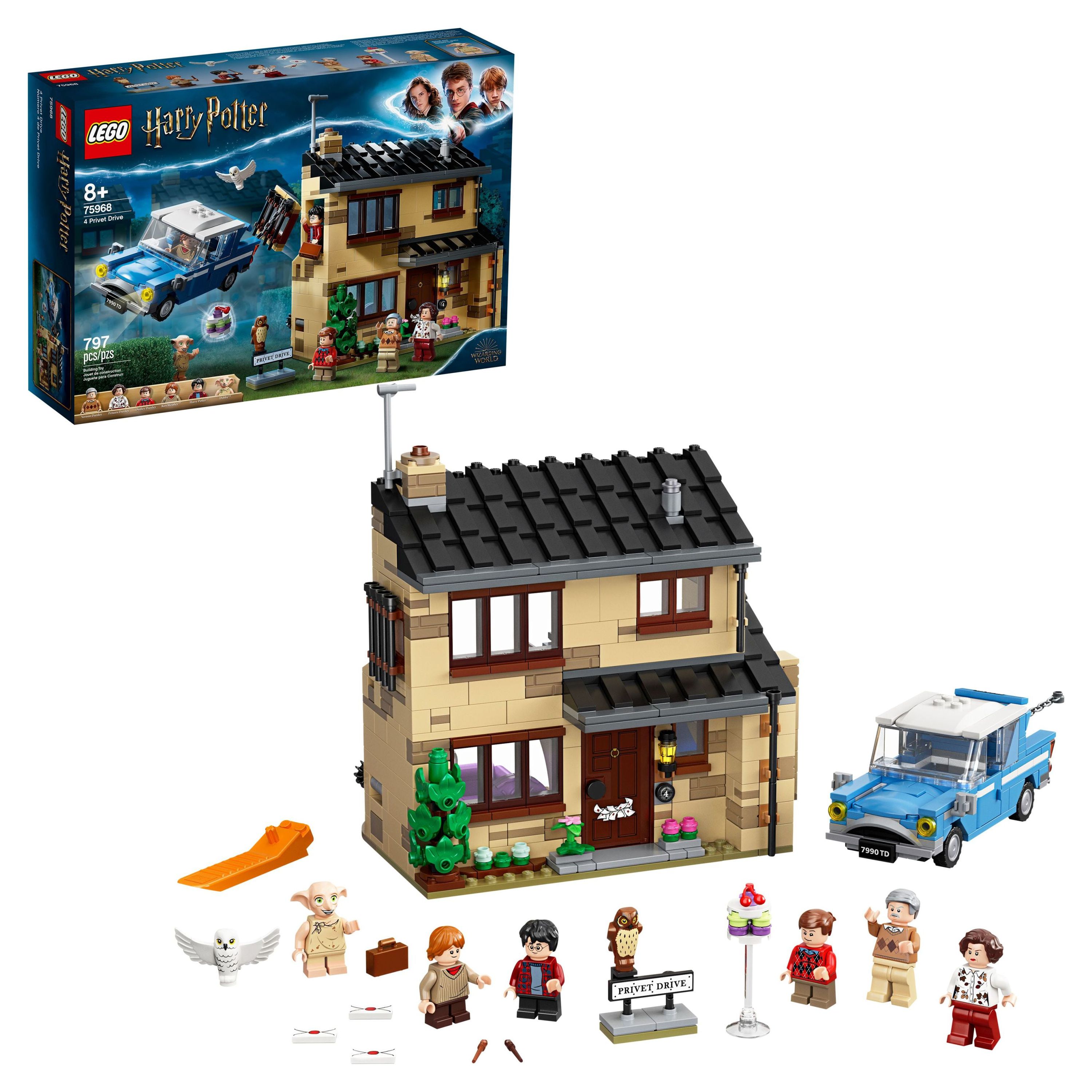 LEGO Harry Potter 4 Privet Drive 75968 House and Ford Anglia Flying Car Toy, Wizarding World Gifts for Kids, Girls & Boys with Harry Potter, Ron Weasley, Dursley Family, and Dobby Minifigures - image 1 of 3