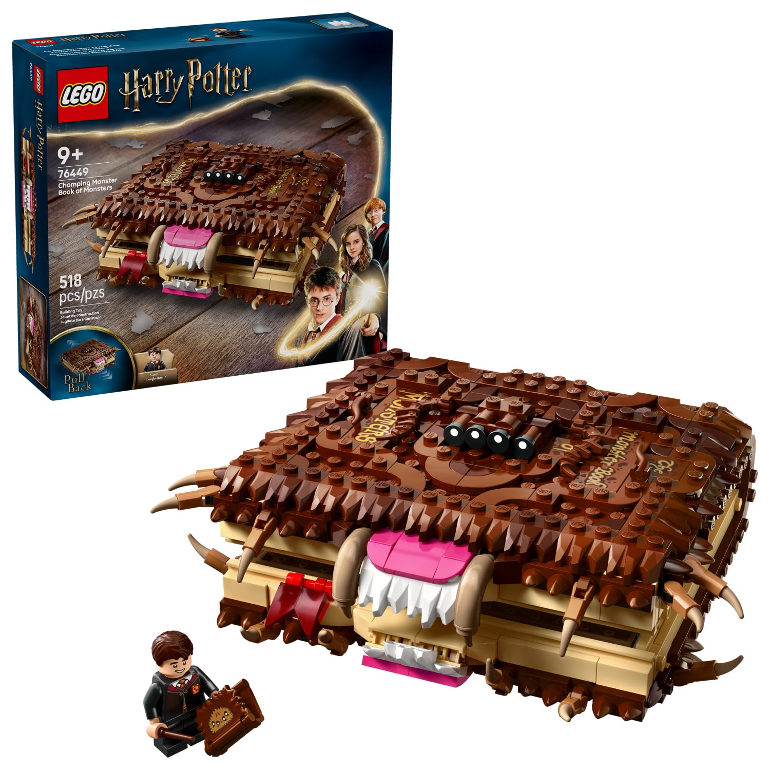 LEGO Harry Potter Chomping Monster Book of Monsters Toy - Pretend Play Set for Boys and Girls, Ages 9+ - Collectible Neville Longbottom Minifigure- Gift Idea for Birthdays and Book Lovers - 76449