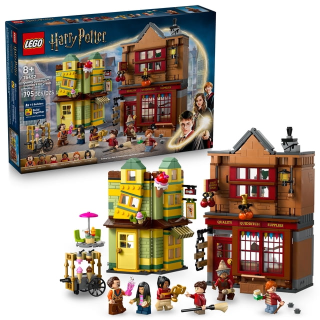 LEGO Harry Potter Quality Quidditch Supplies & Ice Cream Parlour - Kids Toy - Diagon Alley Building Set for Boys and Girls 8+ - Harry Potter Collectible - Gift Idea for Birthdays - 76452
