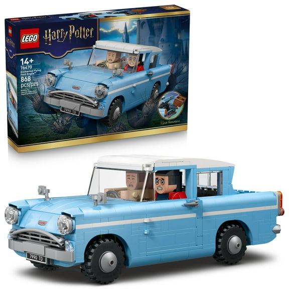 LEGO Harry Potter Enchanted Flying Ford Anglia Car Building Toy for Boys & Girls - Book Shelf & Bedroom Decor for Ages 14+ - W/Harry, Ron, & Hedwig Minifigures - Gift Idea for Birthdays - 76470