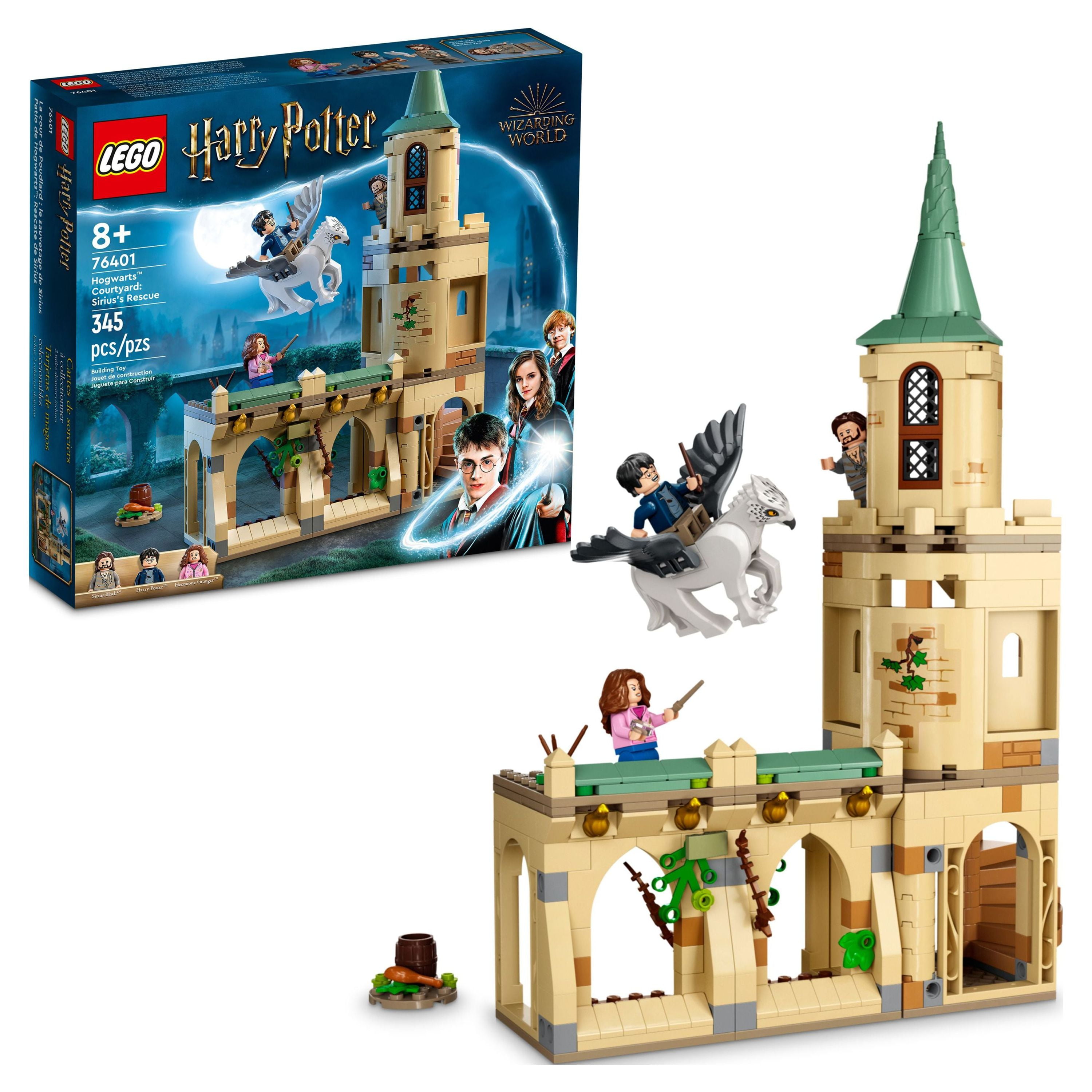 LEGO Harry Potter Hogwarts Courtyard: Sirius's Rescue 76401 Castle Tower  Toy, Collectible Set with Buckbeak Hippogriff Figure and Prison Cell