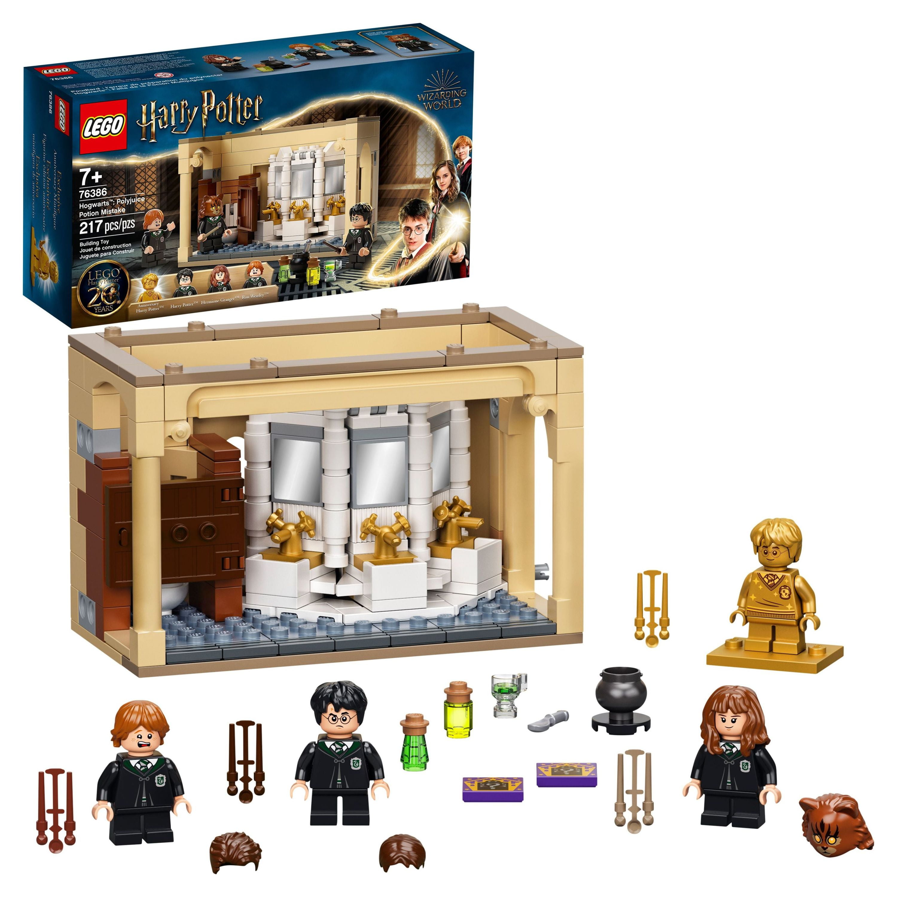 LEGO Harry Potter Hogwarts: Polyjuice Potion Mistake 76386 Moaning Myrtle's  Bathroom with Ron Weasley and Hermione Grainger Minifigures, Gift Idea for