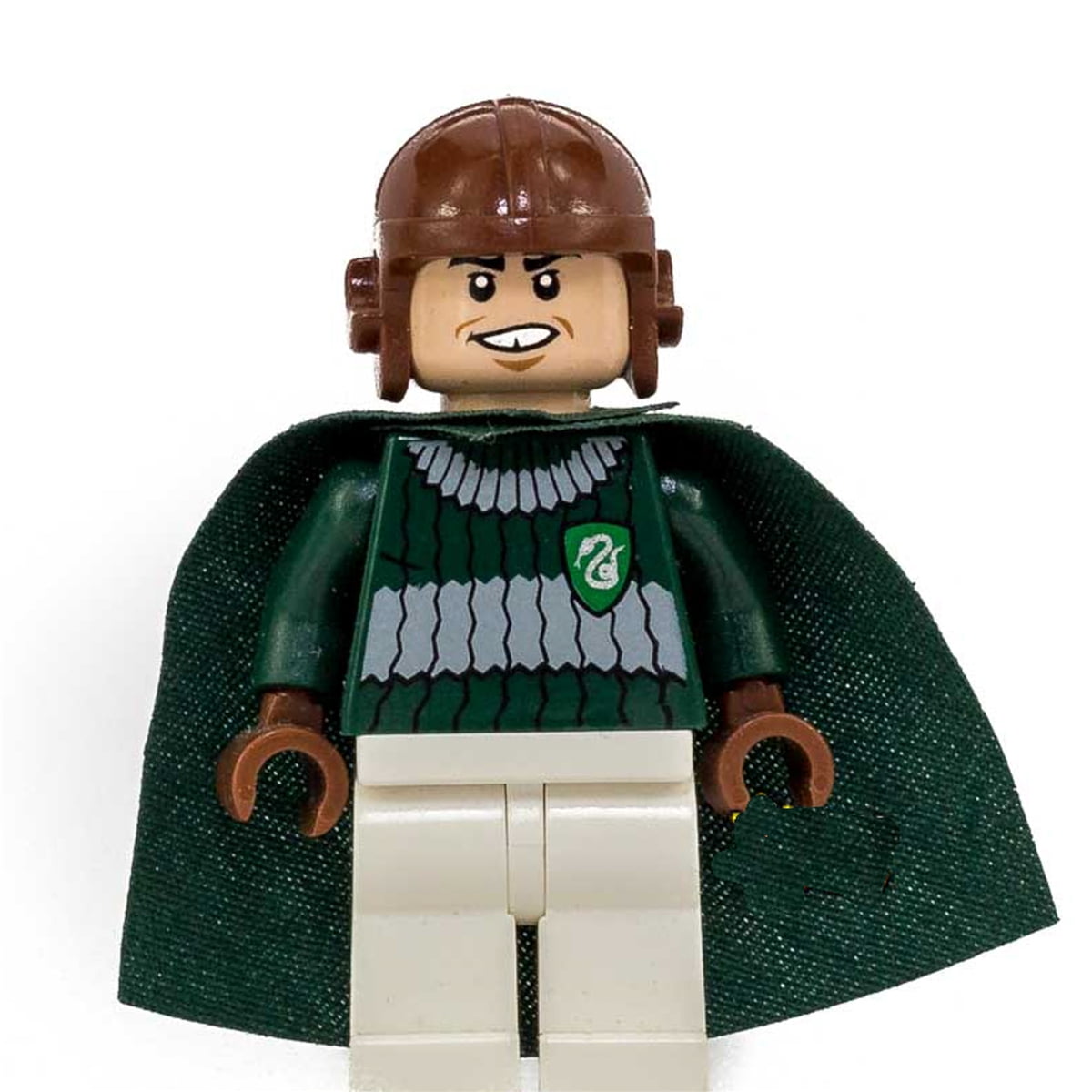 LEGO Harry Potter, Marcus Flint, Dark Green and White Quidditch Uniform with Headgear Minifigure