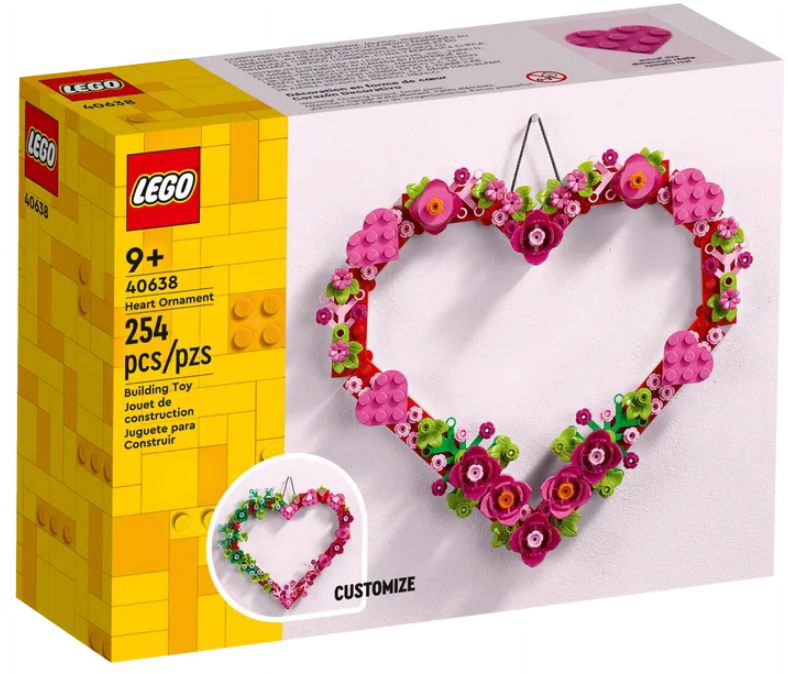 LEGO Heart Ornament Building Toy Kit, Heart Shaped Arrangement of  Artificial Flowers, Great Gift for Valentine's Day, Unique Arts & Crafts  Activity