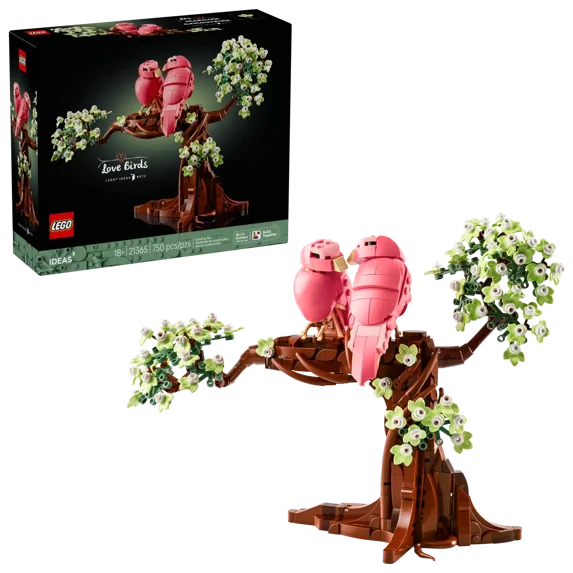 LEGO IDEAS Love Birds 750 pieces building set with two pink birds on a tree