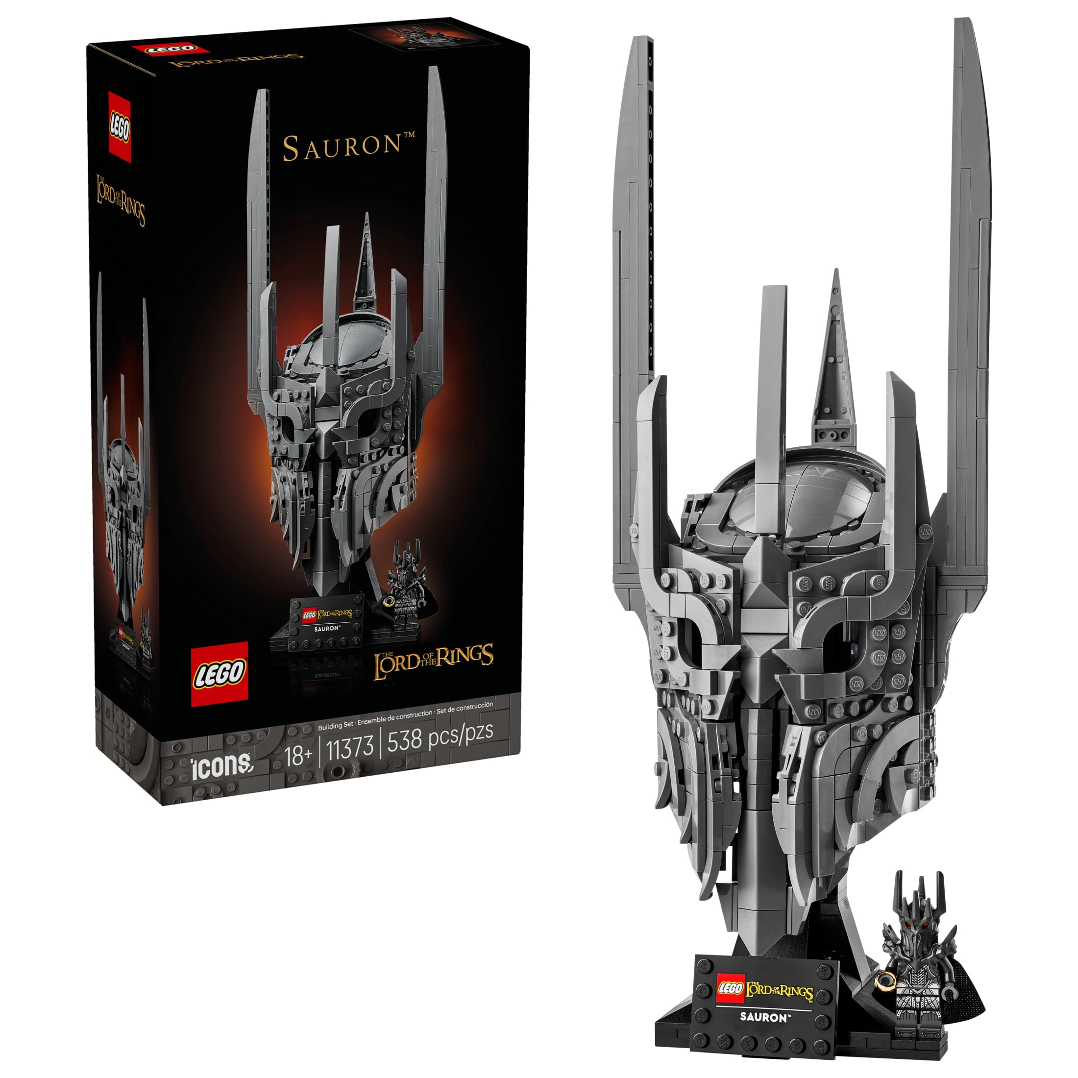 LEGO Icons The Lord of the Rings: Sauron's Helmet - Building Set for Adults, Ages 18+ - Bedroom, Home Office, Book Shelf Decor - W/ Sauron Minifigure - Gift for LOTR Fans - 11373
