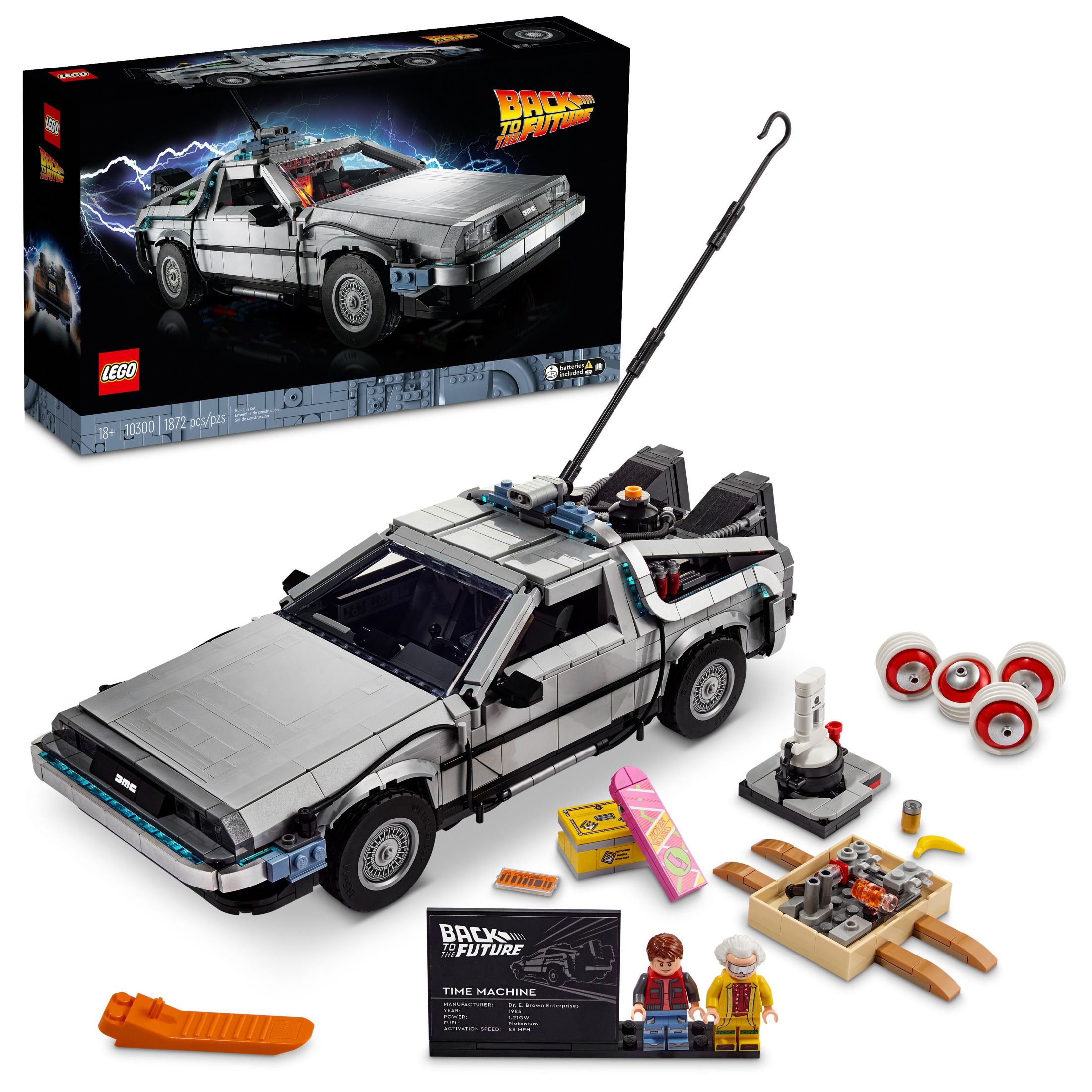 LEGO Icons Back to the Future Time Machine 10300, Model Car Building Kit, Based on the DeLorean from the Classic Movie - image 1 of 9