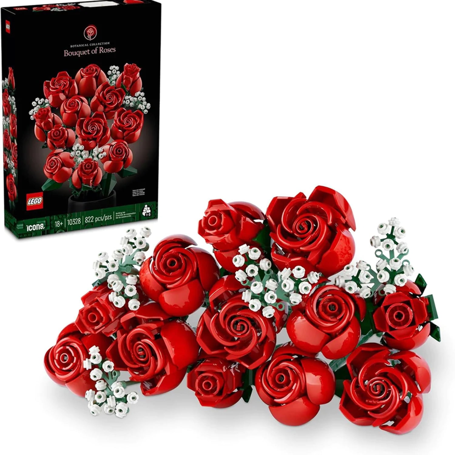 LEGO Icons Bouquet of Roses, Home Décor Artificial Flowers, Gift for