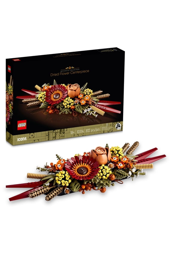 Icons Dried Flower Centerpiece Building Sets for Adults, Ages 18+ Years - Fall & Thanksgiving Decorations for Dinner Table or Mantel - 10314