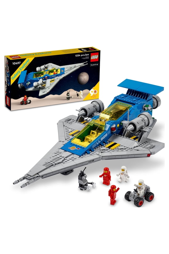 Icons Galaxy Explorer 10497 90th Anniversary Collectible Edition Model Spaceship, Space Building Set with Astronaut Figures, Gift Idea
