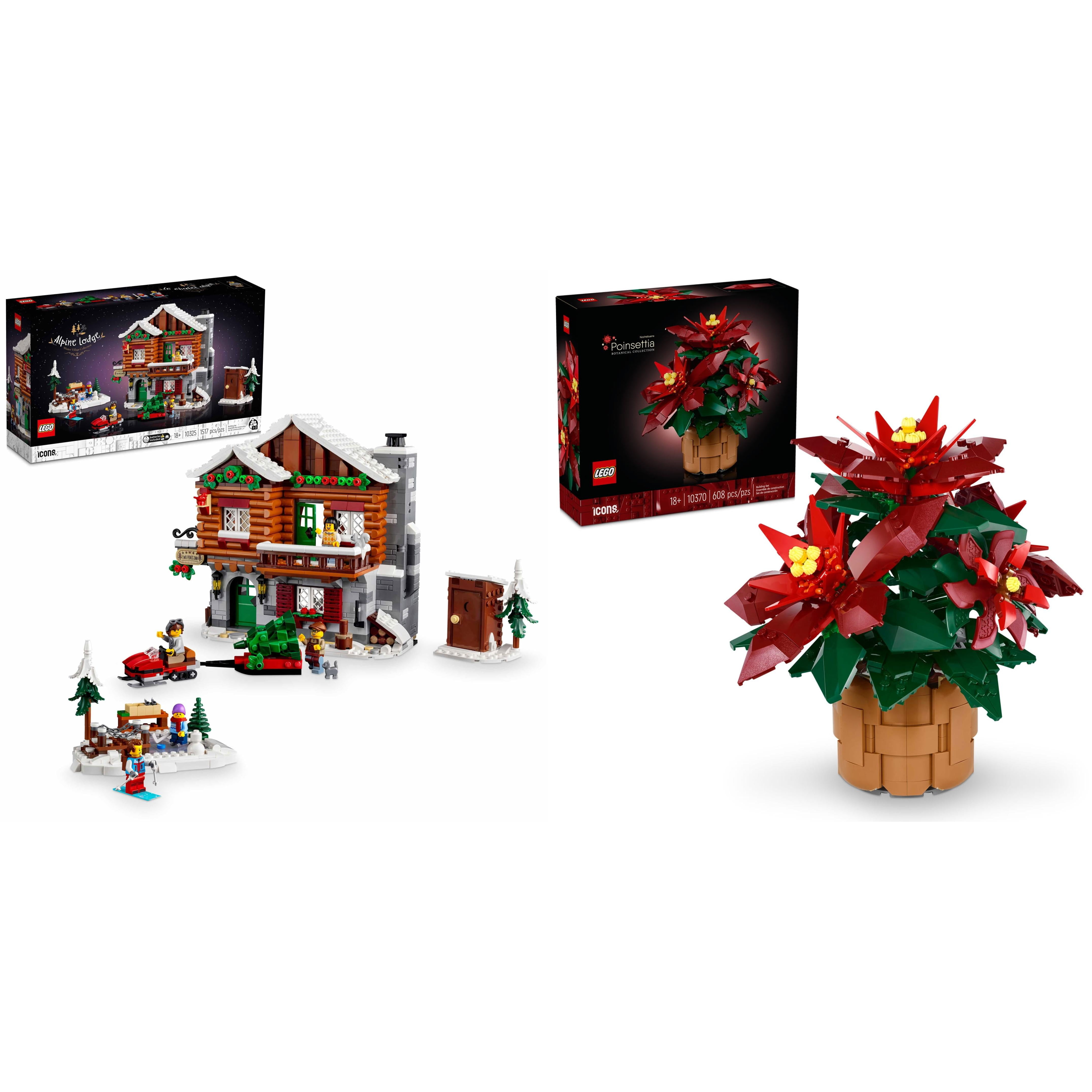 LEGO Icons Holiday Bundle- Alpine Lodge 10325 and Poinsettia 10370