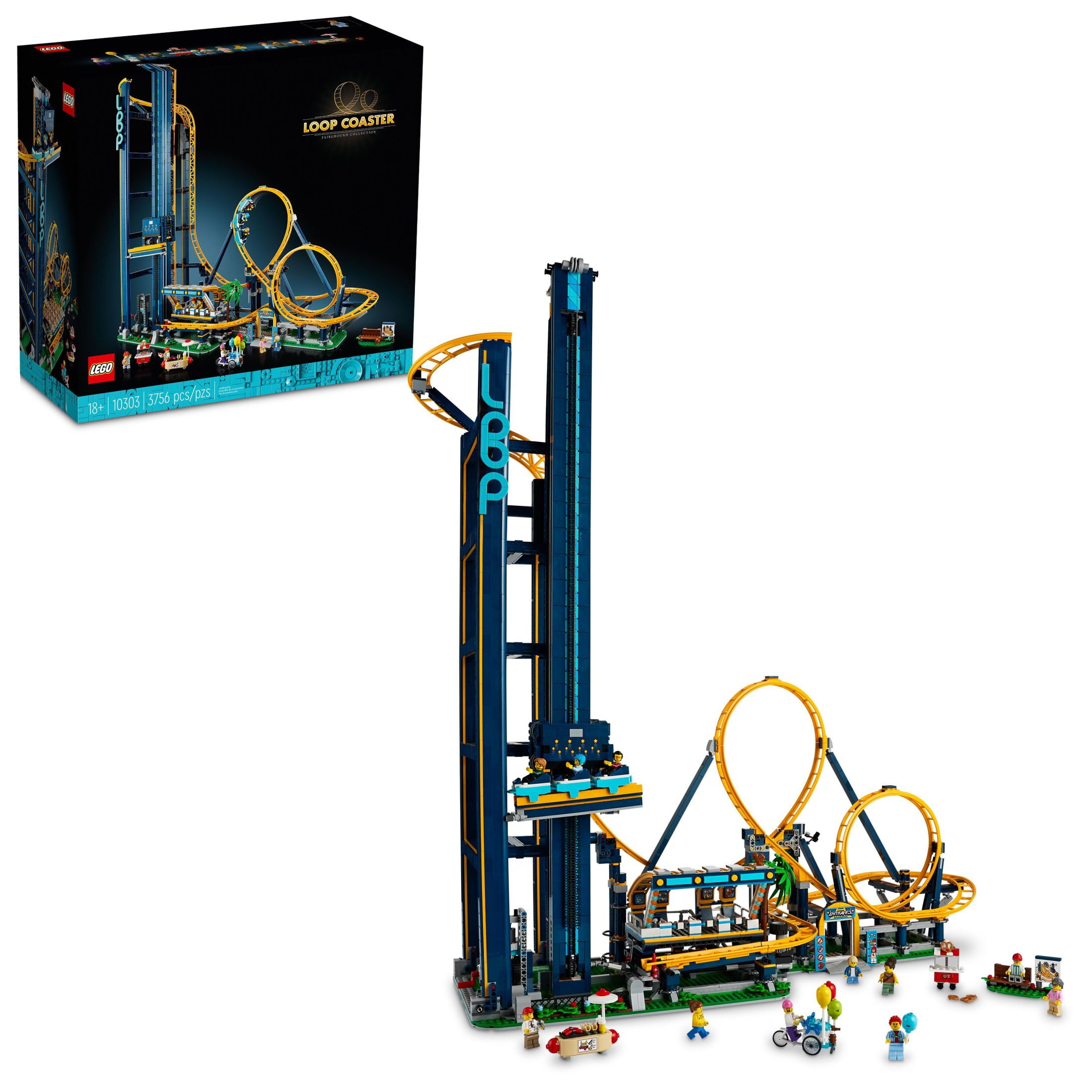 LEGO Icons Loop Coaster Set 10303, Model Building Kit for Adults, Amusement Park Funfair Track with Passenger Train, Great Gift Idea