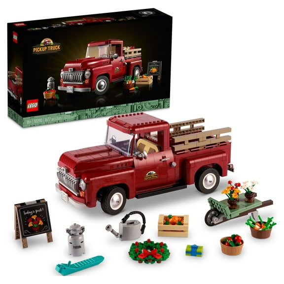 LEGO Icons Pickup Truck 10290 Building Set for Adults, Vintage 1950s Model with Seasonal Display Accessories, Creative Activity, Collector's Gift Idea