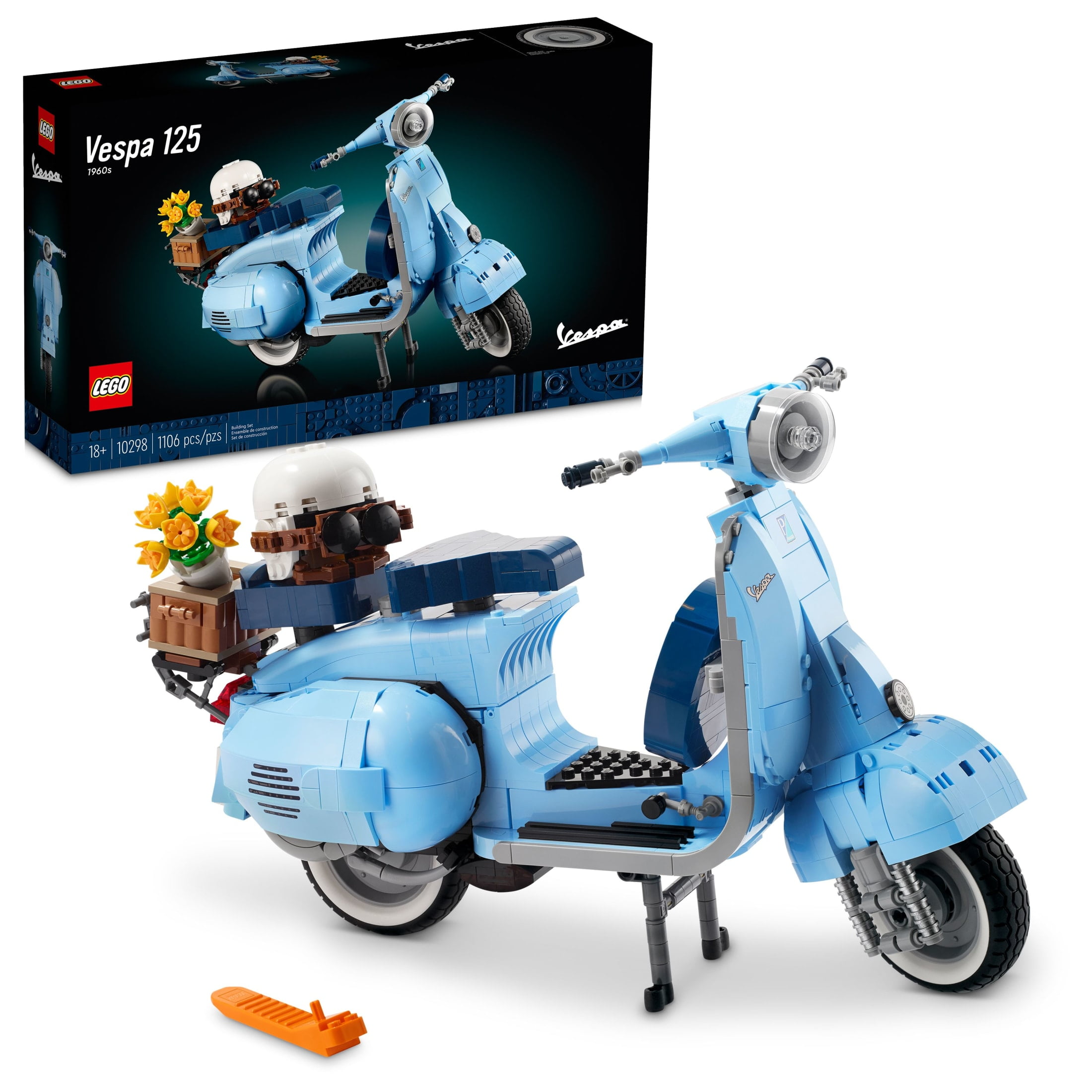 Walmart Coupons of Free Shipping! LEGO Vespa 125 Model Building Kit for Adults, Vintage Italian Scooter, Pastel Blue, 1106 Pieces