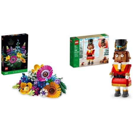 LEGO Icons Wildflower Bouquet Set 10313 and LEGO Nutcracker Figure Toy 40640