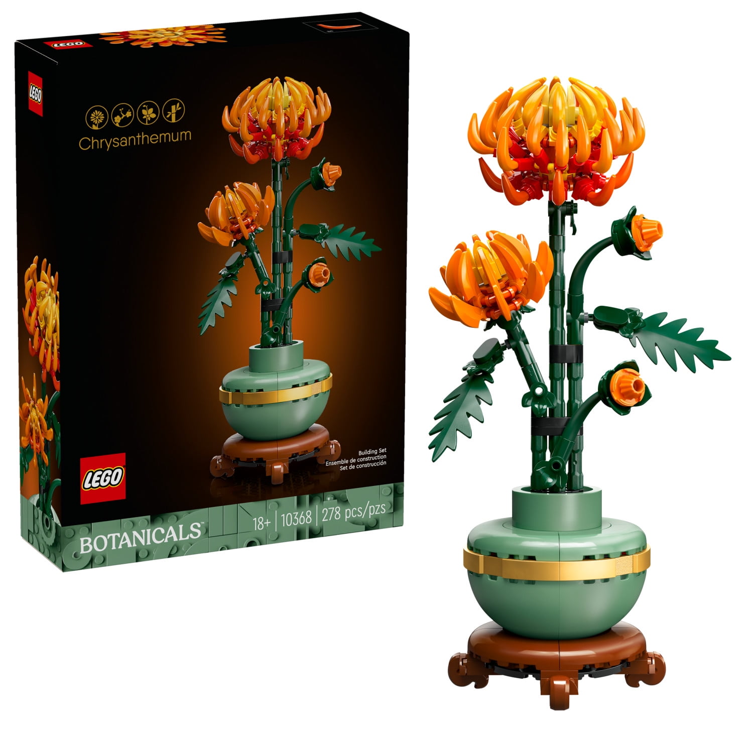 LEGO Icons Chrysanthemum Flower Set Artificial Decor for Christmas Thanksgiving Teens Adults 10368 Walmart