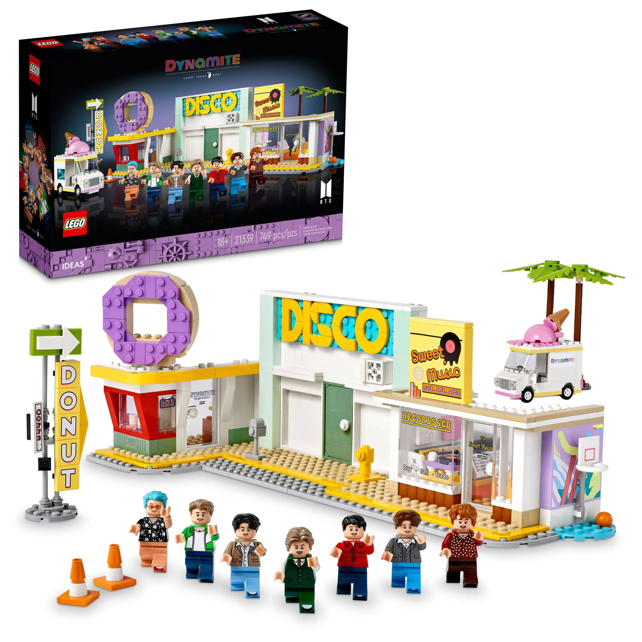 LEGO Ideas BTS Dynamite Model Kit for Adults, 7 Minifigures of The Famous K-pop Band, Features RM, Jin, SUGA, J-Hope, Jimin, V and Jung Kook, 21339