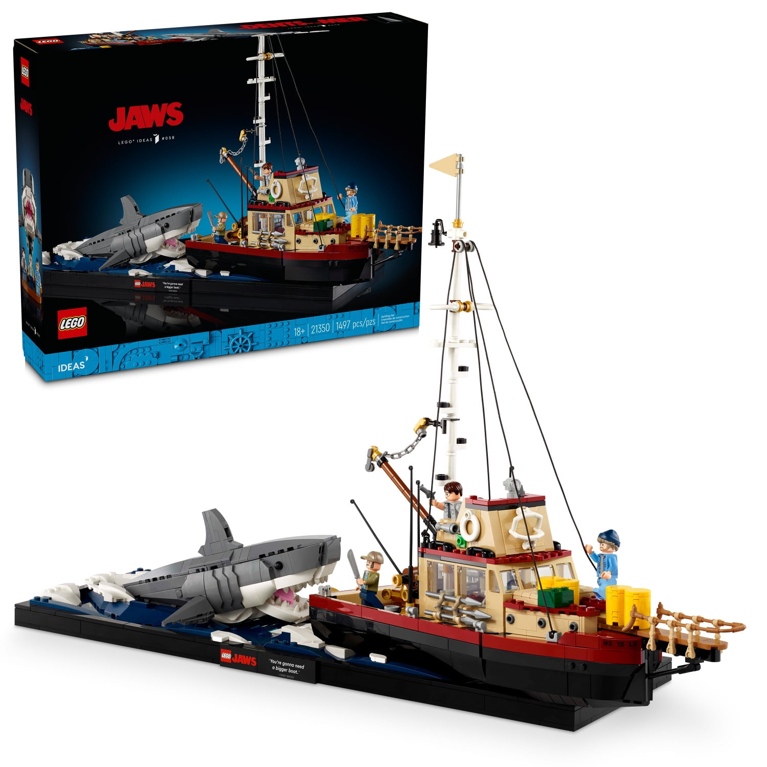 LEGO Ideas Jaws Set - Diorama Kit for Fans of the Movie - Shark