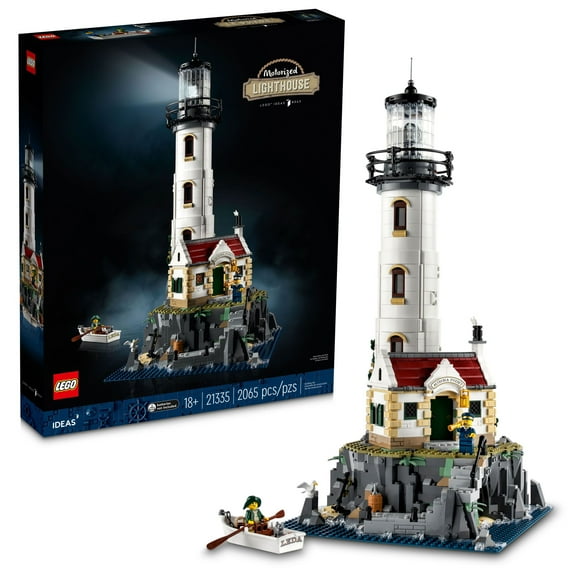 LEGO Ideas Motorized Lighthouse 21335 Adult Model Building Kit, Complete with Rotating Lights, Cottage and Cave, Gift Idea
