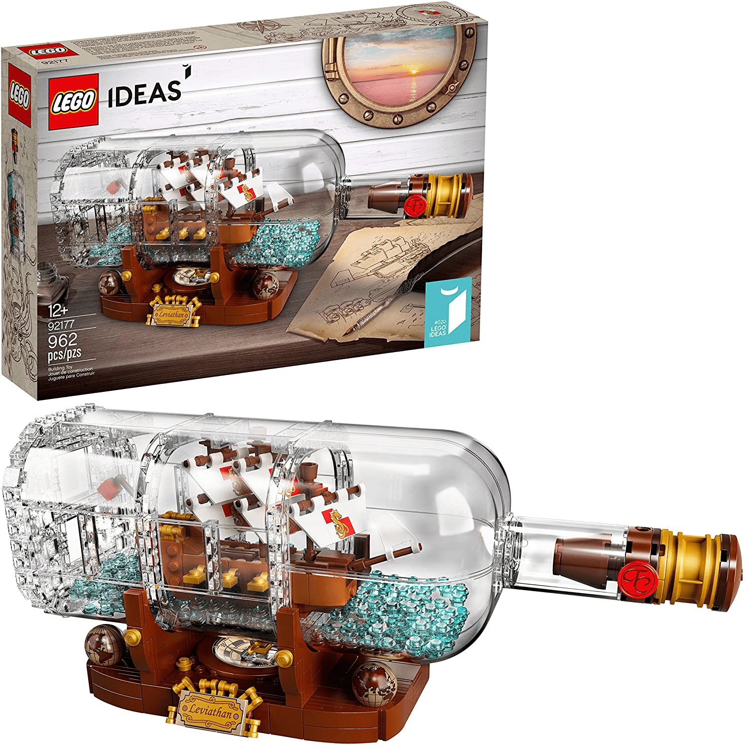 LEGO Ideas Ship in a Bottle 92177 Expert Building Kit Snap Together Model Ship Collectible Display Set and Toy for Adults 962 Pieces Walmart