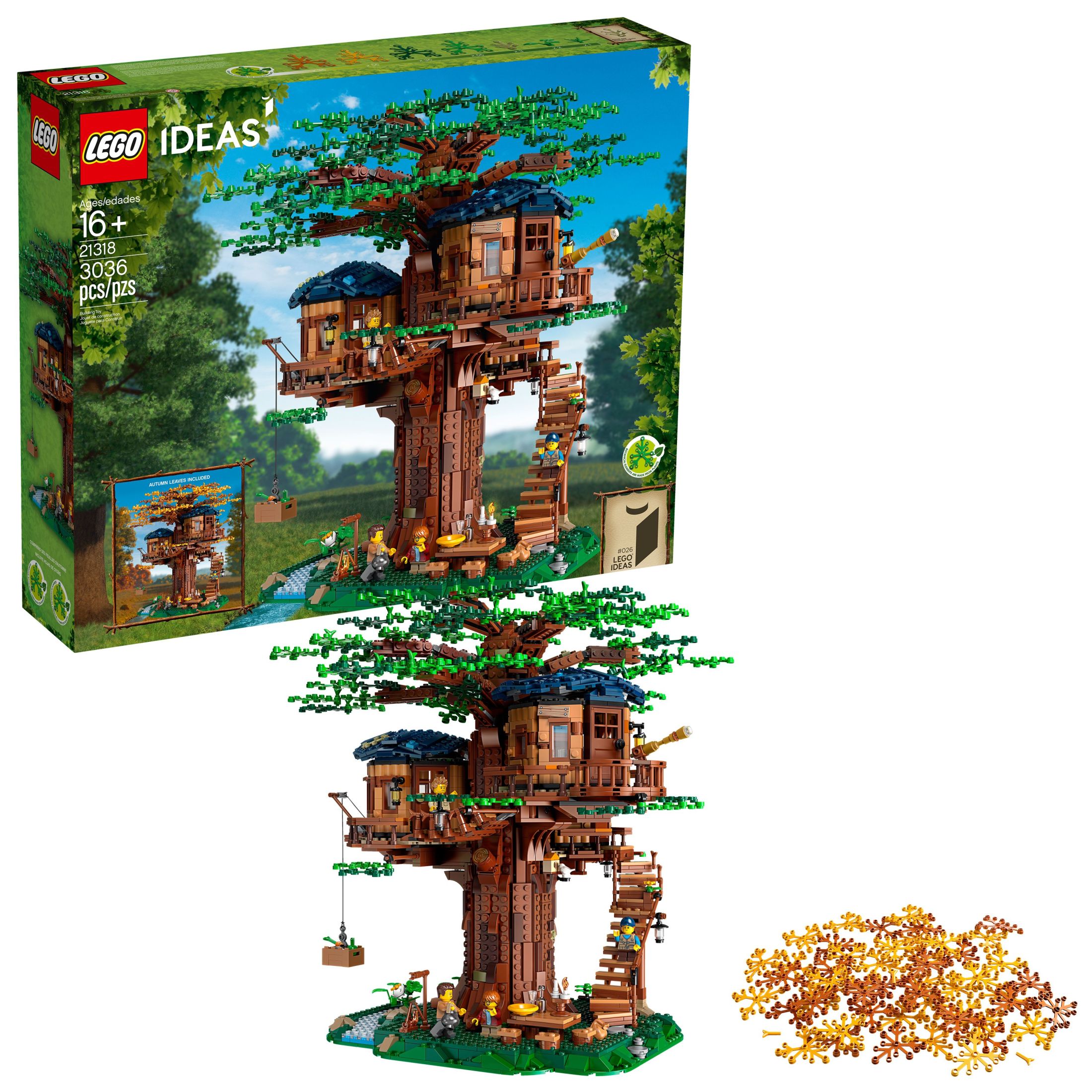 LEGO Ideas Tree House 21318, Model Construction Set for 16 Plus Year Olds with 3 Cabins, Interchangeable Leaves, Minifigures and a Bird Figure - image 1 of 9