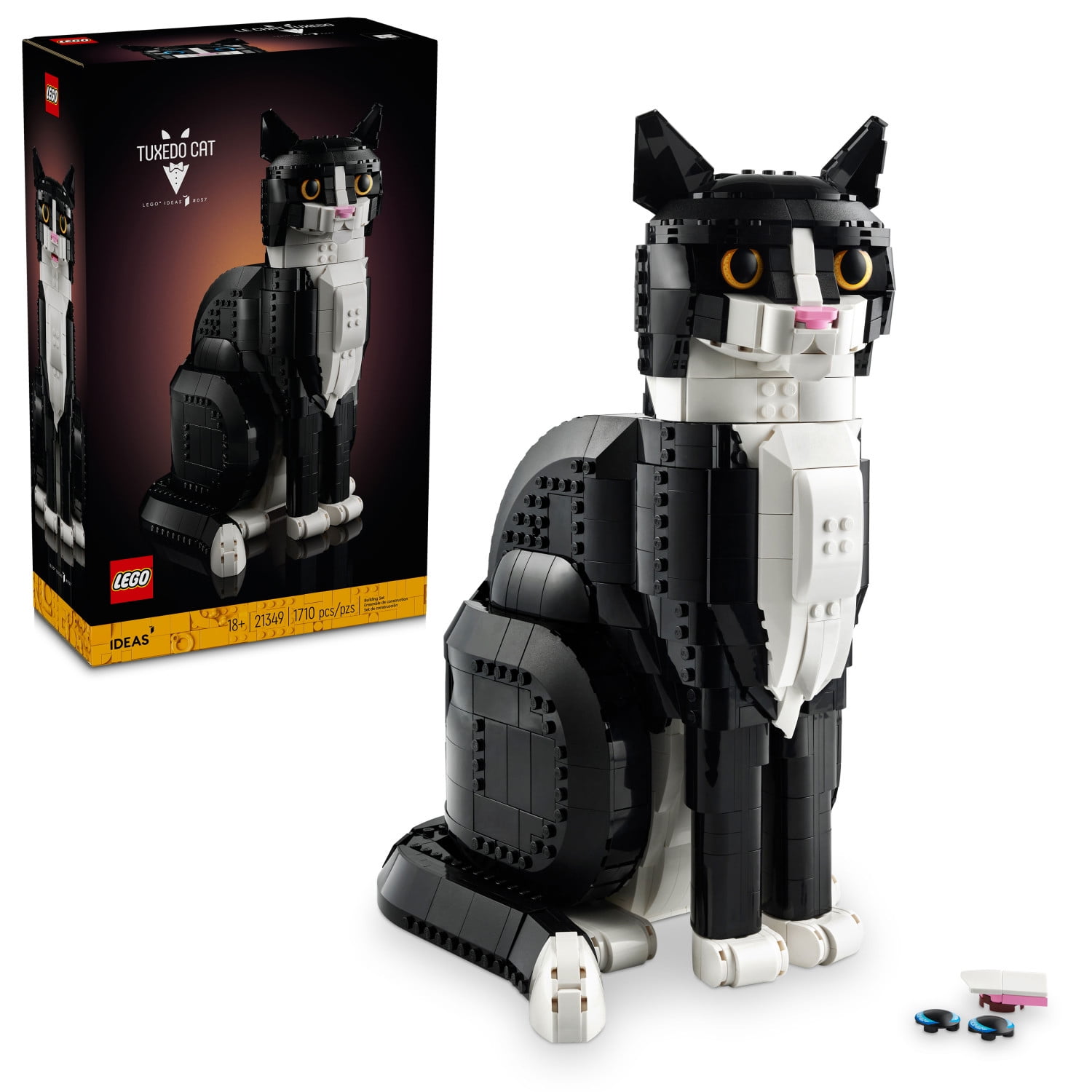 LEGO Ideas Tuxedo Cat, Home Dcor, Cat Gift Idea for Animal-Lovers, Cat Lover Gifts, Collectible Model, Creative Activity, Building Set for Adults, 21349