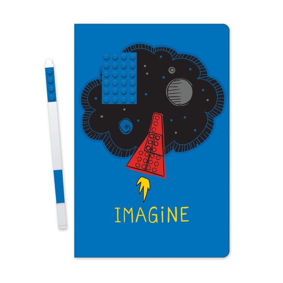 LEGO Imagine Notebook, with Blue 4X6 Embedded Brick and Blue Gel Pen