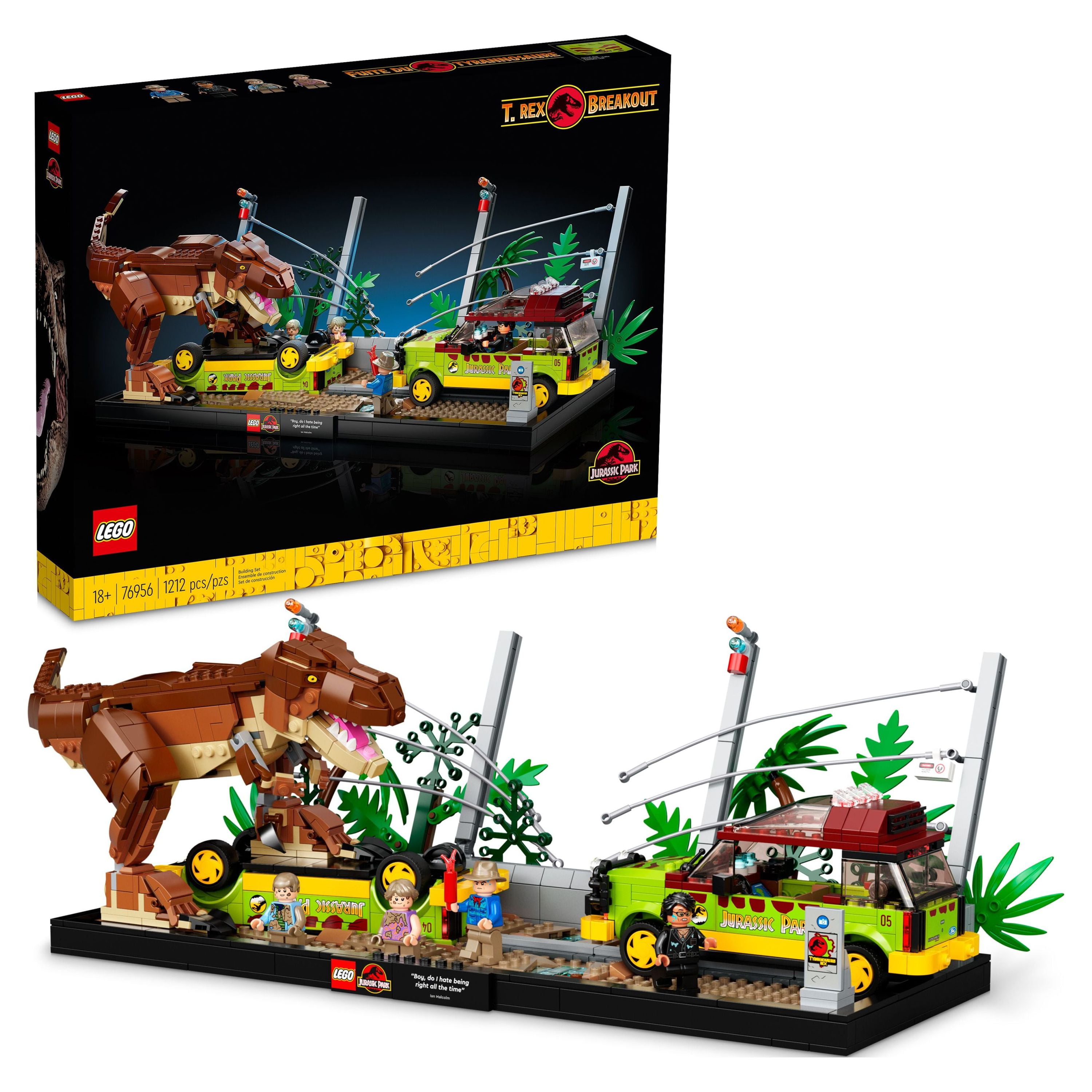 LEGO Jurassic Park T. rex Breakout 76956 Dinosaur Model Kit with 2 Ford  Explorer Cars and 4 Minifigures, Nostalgic 90's Movie Gift Idea for Adults  and Teens 